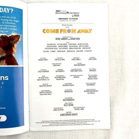 Come From Away Encore Program Aronoff Center Cincinnati Mar 2025 Broadway Tour - Picture 2 of 12